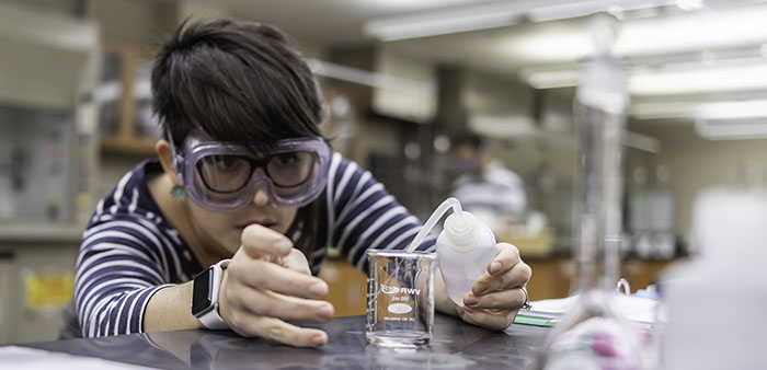 Seattle Central chemistry lab student