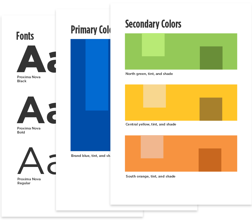 College colors and fonts