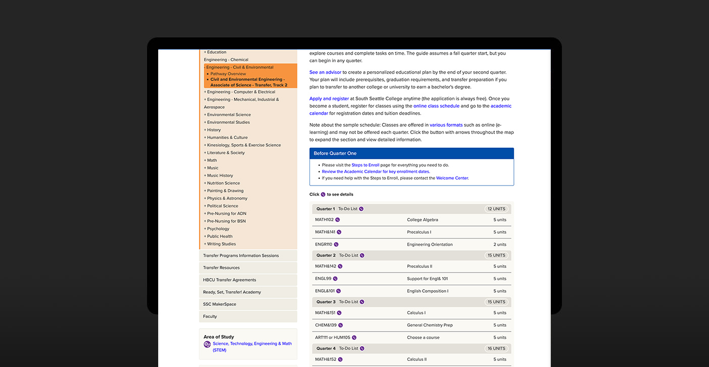 Middle of page for South Engineering pathway