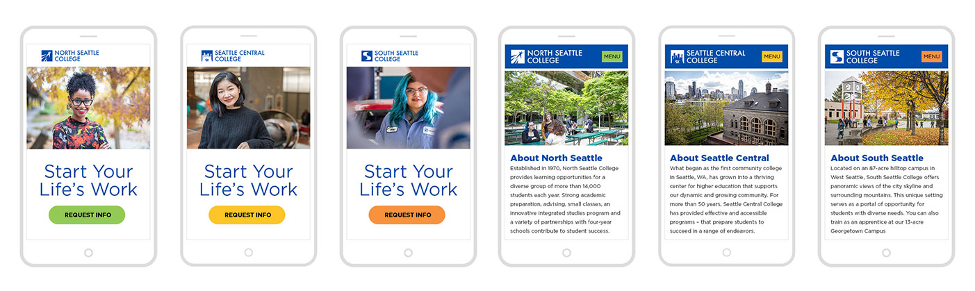 Mobile view for all colleges cta and basic page layouts