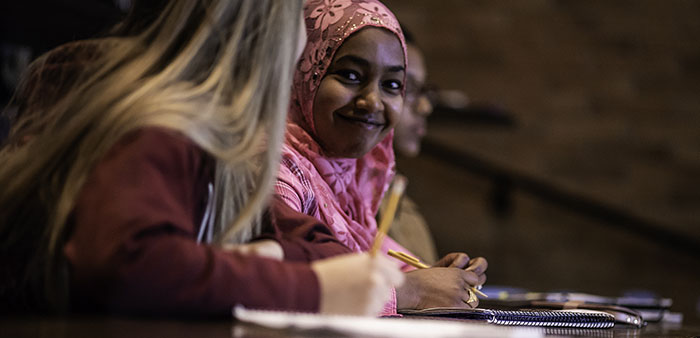 North Seattle students taking notes