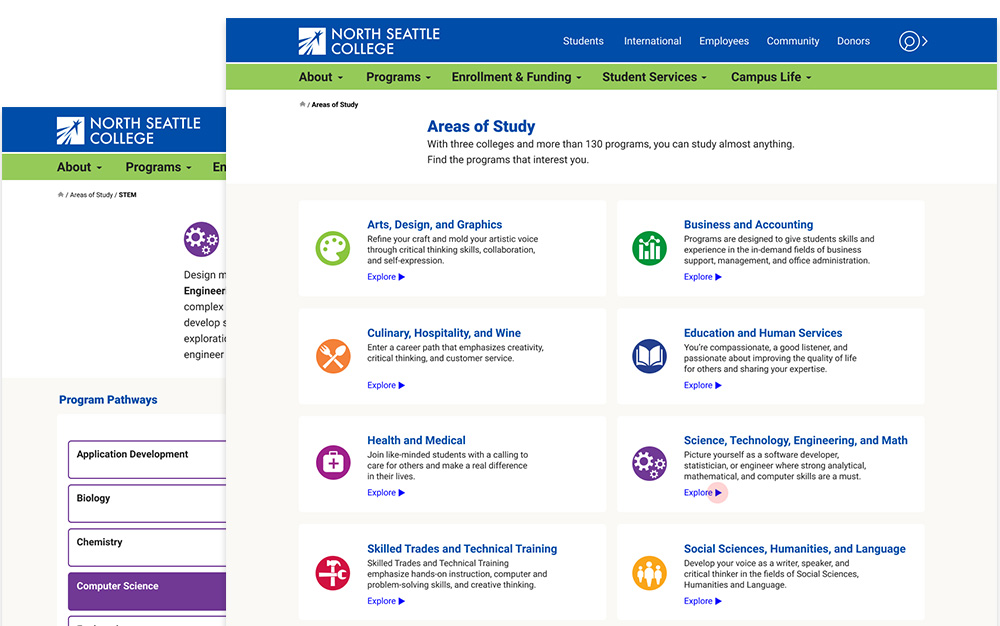 Pathways pages at North Seattle College