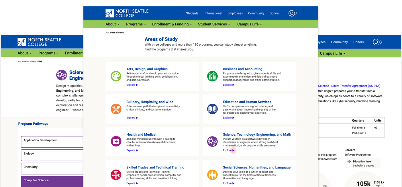 Pathways pages at North Seattle College