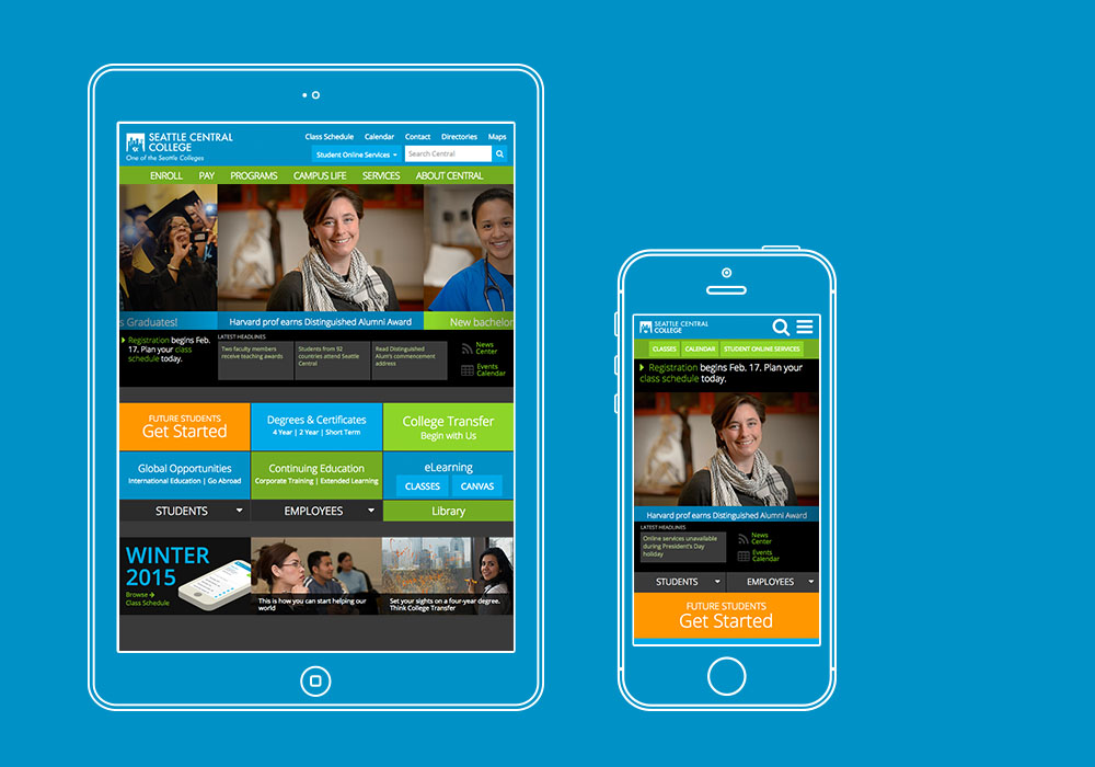 Seattle Central College responsive designs