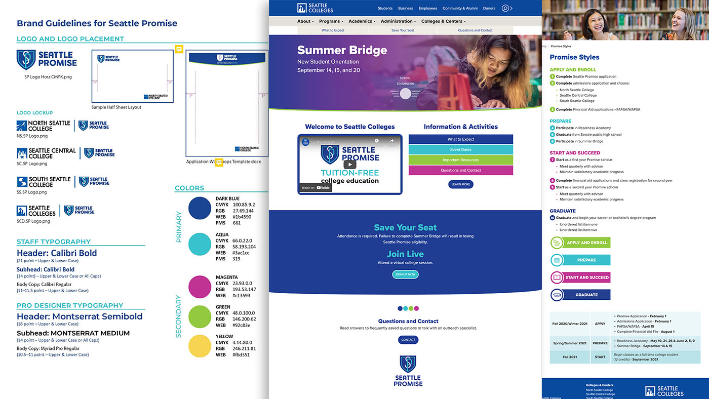 Seattle Promise brand guidelines and Summer Bridge template