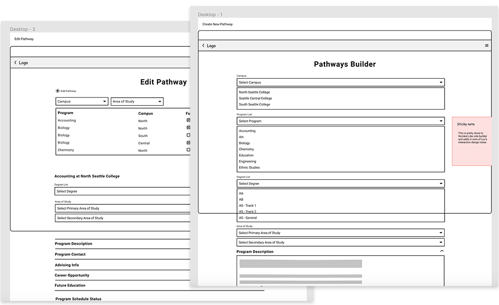Wireframe builder pages